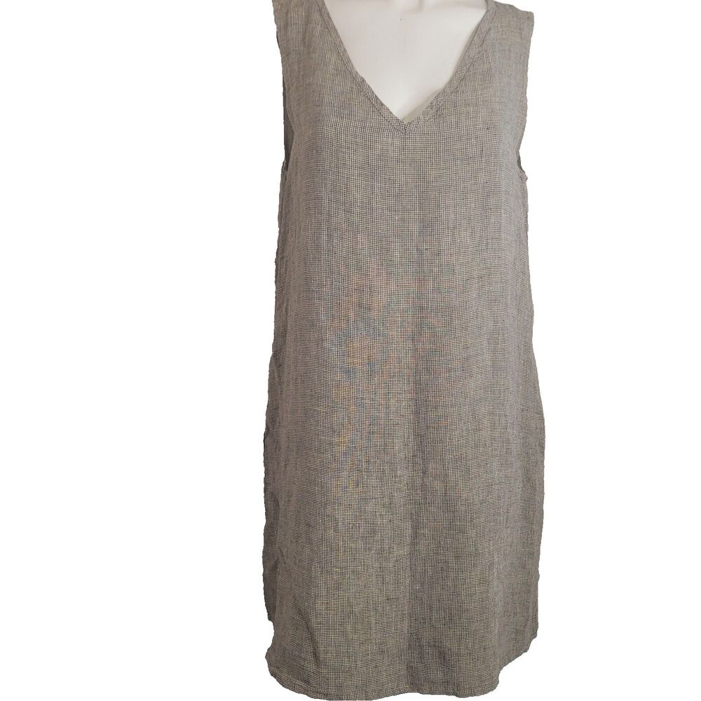 Flax Small dress linen pockets  v-neck lightweight sleeveless